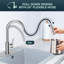 Robinet de cuisine rétractable à poignée simple avec plaque de pont, poignées et conduites d'alimentation-86502924