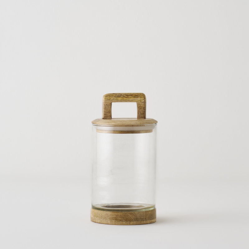 Verre Glass Jar With Mango Wood Lid, 27 Ounces