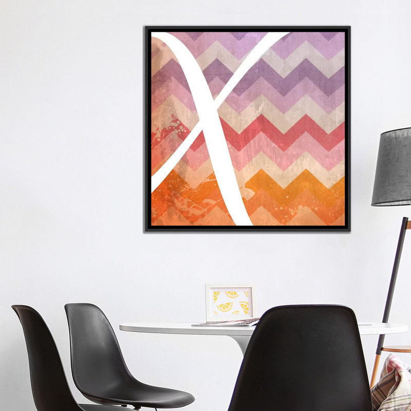 «The Type Stain», art textuel sur toile en orange et mauve TOA419, Toile, H 37 po x l 37 po x P 1,5 po