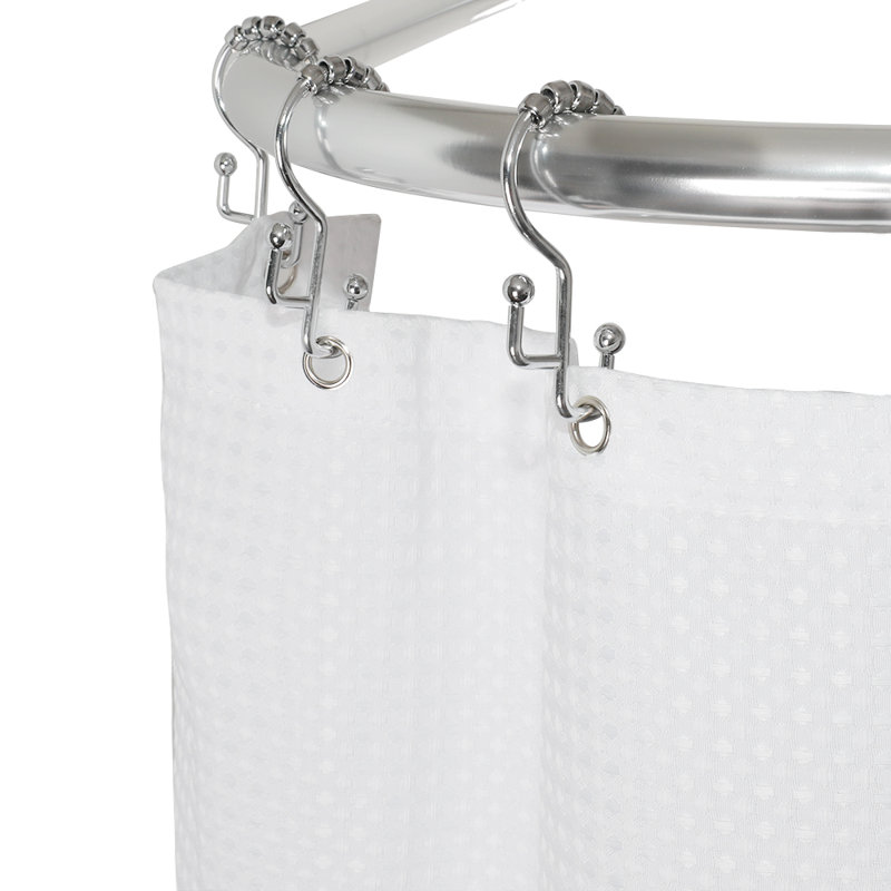Chrome 60" D-Shape Ceiling Mounted Shower Curtain Rod
