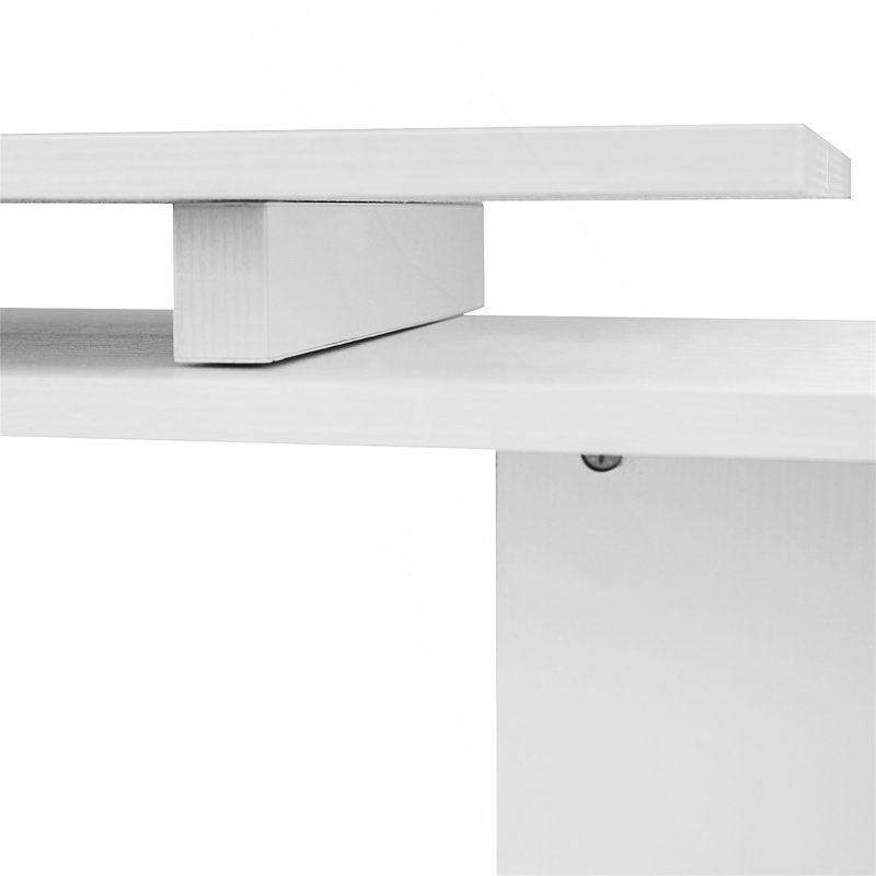 55" 360° Rotating Corner Computer Desk Modern L-Shaped Home Office Workstation With 3-Tier Storage Shelves, Bookshelf