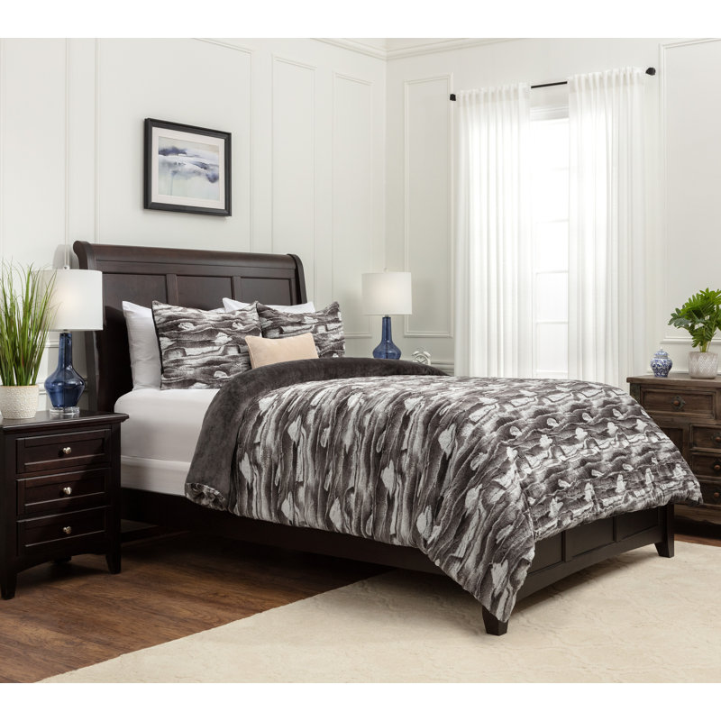 Ensemble de housse de couette réversible en microfibre noir et blanc, Housse de couette grand et 2 taies d'oreiller stan