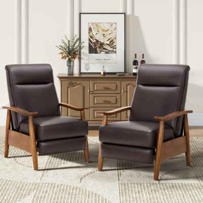 Penning Walnut Breathable Leather Push-Back Recliner 