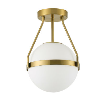 Plafonnier réglable en verre 1 lumière or blanc