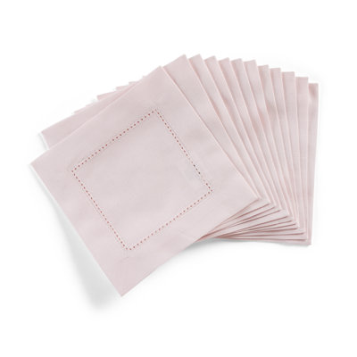 Cotton Linen Hemstitch Cocktail Napkins