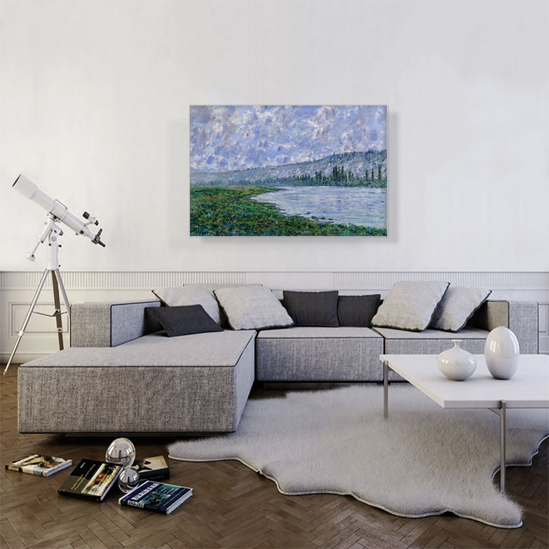 «La seine à Vetheuil 1880» par Claude Monet, reproduction d'art sur toile tendue, H 26 po x l 40 po x 1,5 po