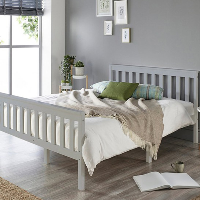 Aadi Solid Wood Shaker Bed Frame, Super King (6'), Grey