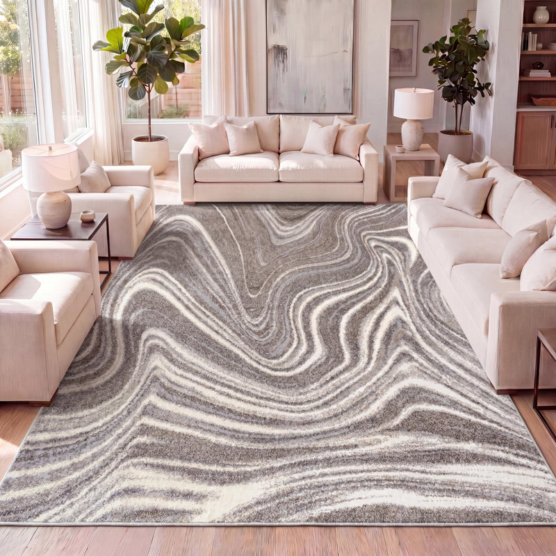 Tapis brun / crème Raghidah, Rectangle de 5 pi x 8 pi