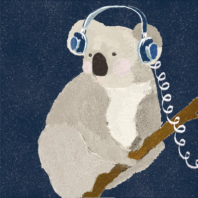 " Koala And Headphones " Painting Print