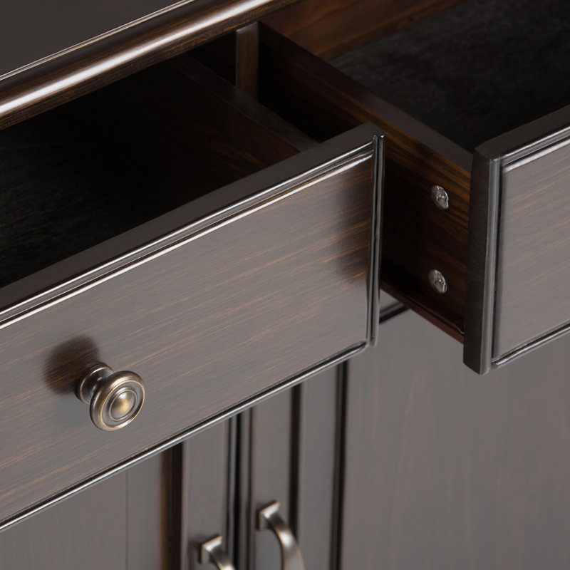 Connaught 40"W Solid Wood 2-Shelf Entryway Storage Cabinet with 2 Storage Drawers, Dark Chestnut Brown