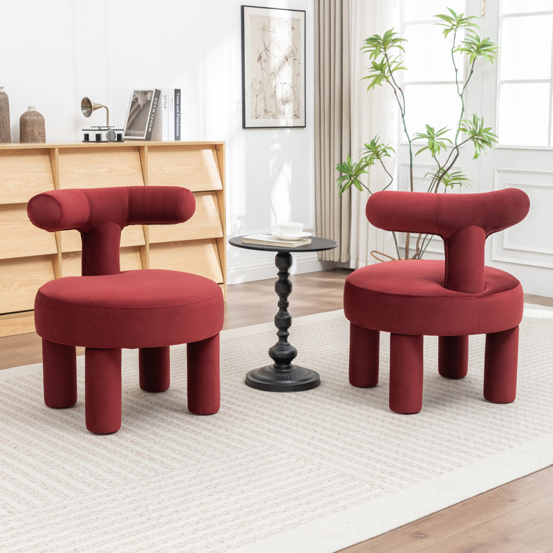 Bula Velvet Barrel Chair, Velvet , Red