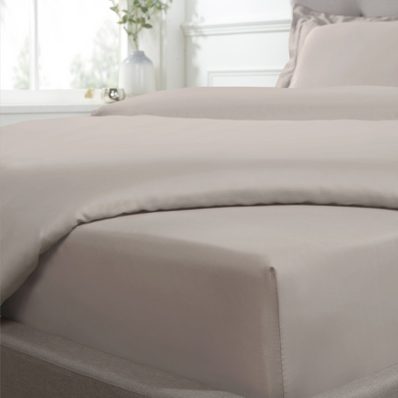Marone Sateen Machine Woven Fitted Sheet, Super King (6'), Mink