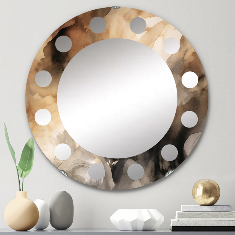 Miroir mural brun et crème, 24 po x 24 po