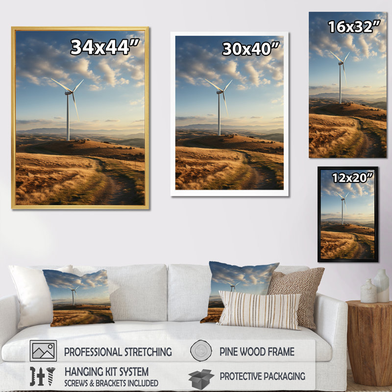 Wind Turbines Minimalist Motion I sur impression sur toile, H 32 po x l 16 po x P 1 po, Cadre simple noir