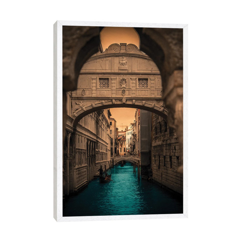 Ponte Dei Sospiri, Venice By Enzo Romano by Enzo Romano - Print on Canvas, 66.04 cm H x 45.72 cm W, White Framed