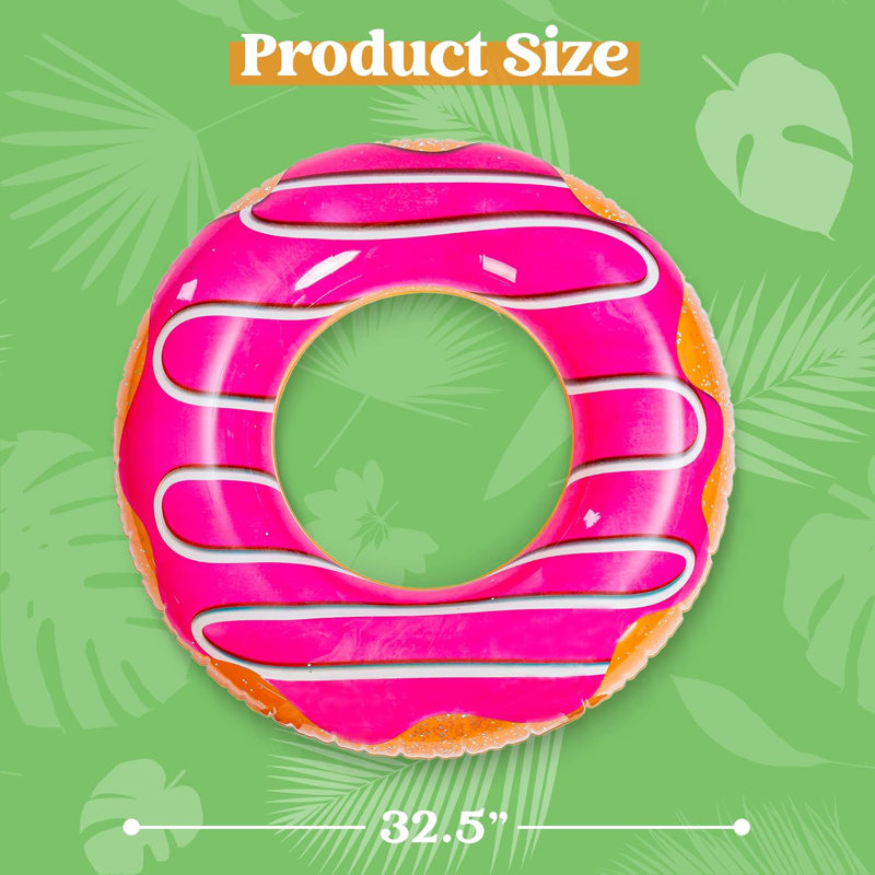 3Pack Donut Inflatable Pool Float with Glitters 32.5”