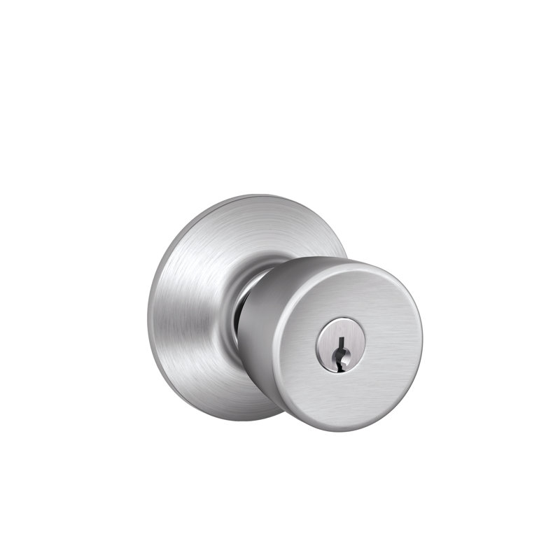 Bell Knob Keyed Entry Lock, Satin Chrome