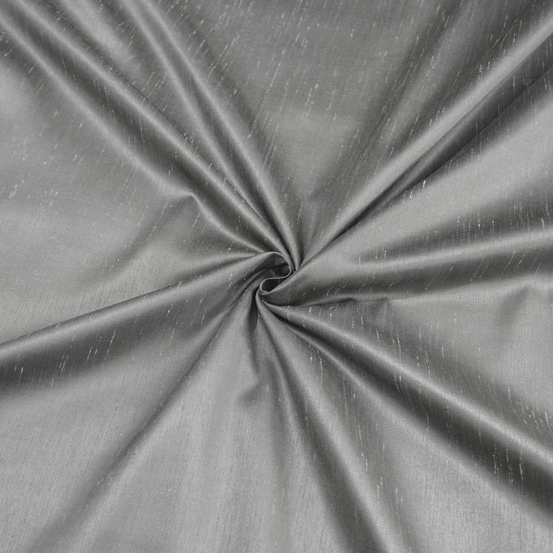 Iohannes Vintage Textured Faux Dupioni Rod Pocket Silk Blackout Curtains - Single Panel Drapes, 50" W x 108" L, Storm Gray