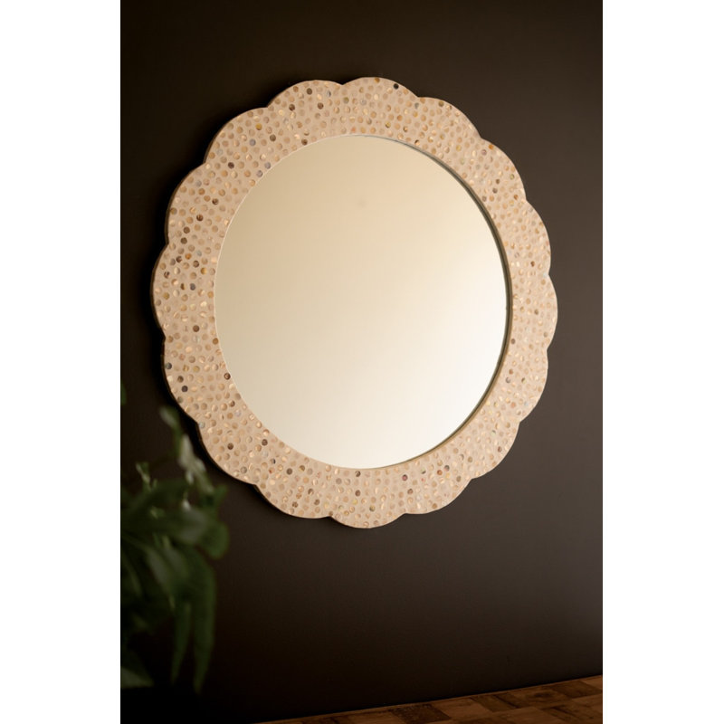 ROUND FRAMED CAPIZ SHELL MIRROR #2