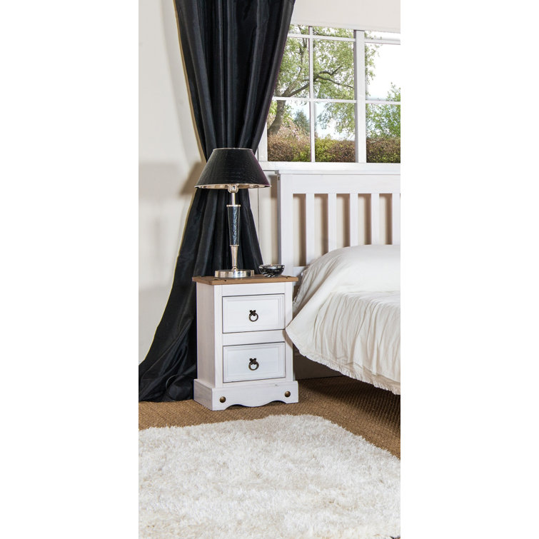 Choe 2 Drawer Compact Bedside Cabinet, Bedside Table, End Table, Corona Design