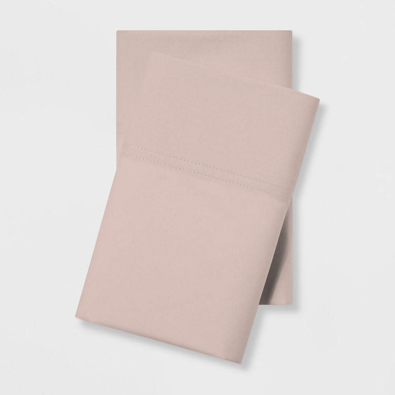 Blush Cotton Embroidered Standard Pillowcases