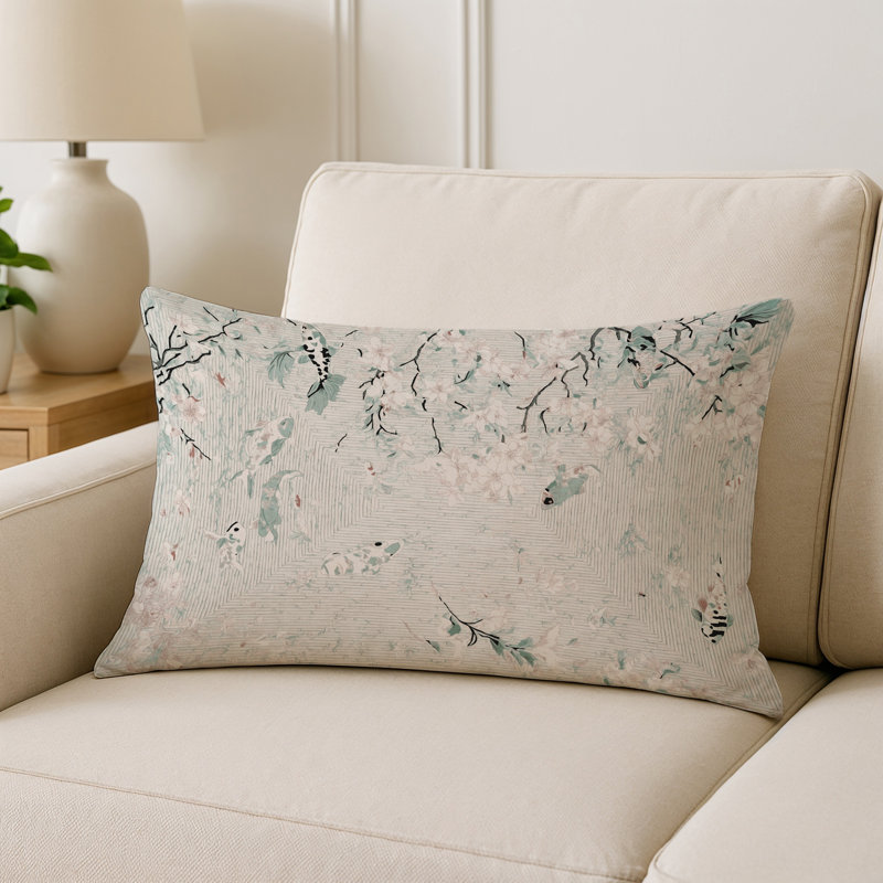 Coussin décoratif intérieur et extérieur Modern, Gris floral 5, Rectangle H 18 po x l 25 po