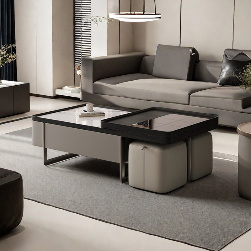 Italian minimalist light luxury coffee table, Black/White