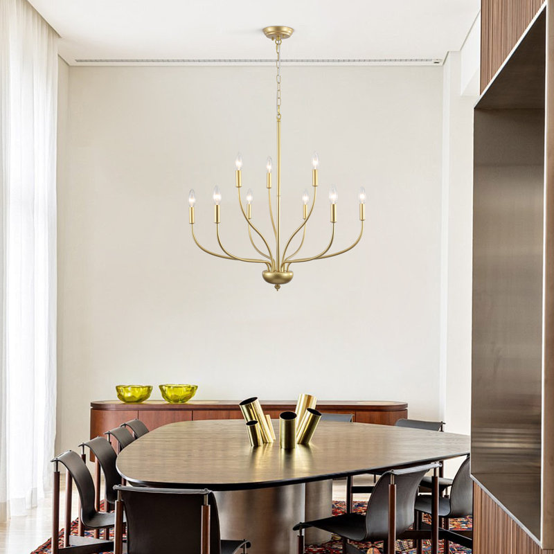 Sebron 9 Light 2-Tier Dimmable Classic / Traditional Candle Style Chandelier, Gold, 9 Lights