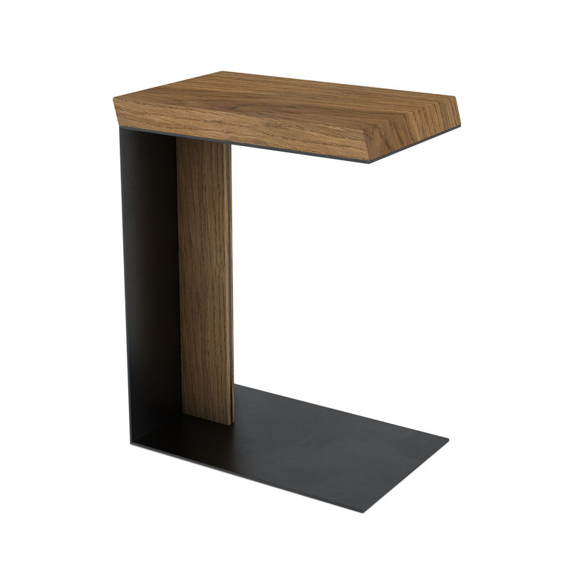 Table de bout en C en bois massif avec rangement