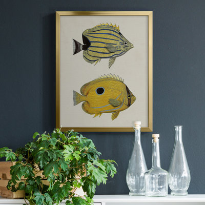 Poisson jaune et gris III - Toile avec cadre de qualité supérieure - Prêt à être accroché