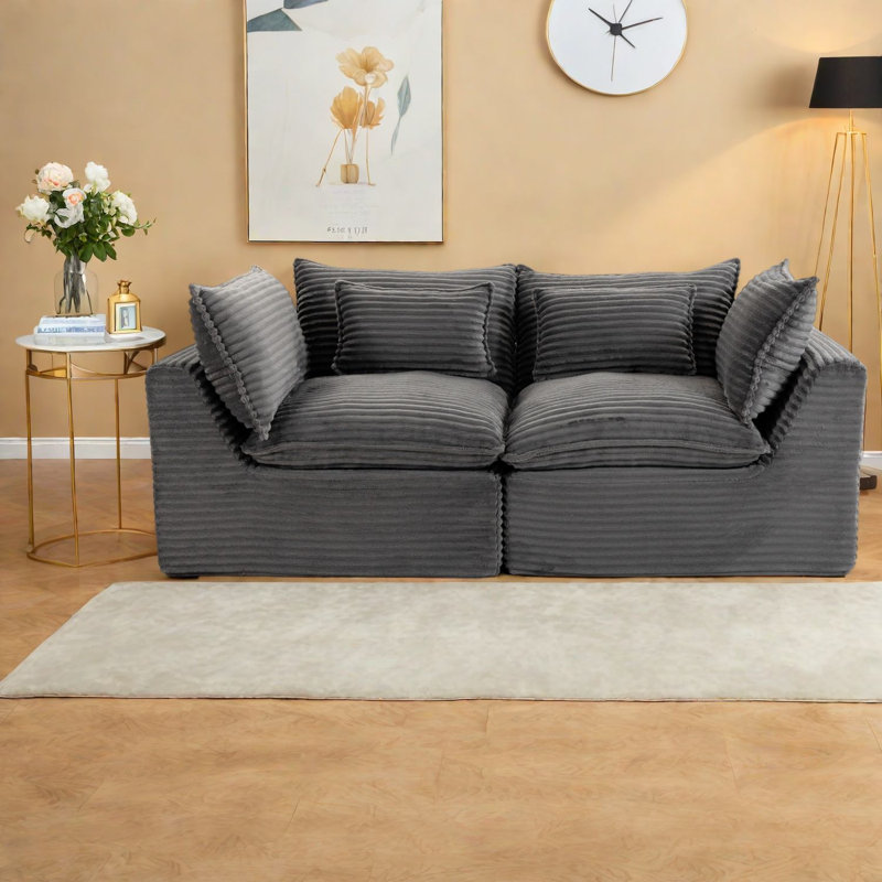 Canapé modulaire surdimensionné moderne en velours côtelé 74,8 pouces