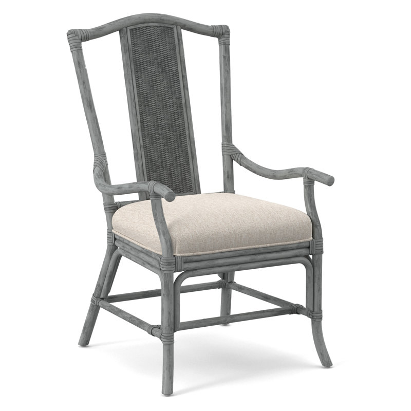 Drury Lane Slat Back Dining Arm Chair, Snow Crypton Performance; 0884-91, Nickel