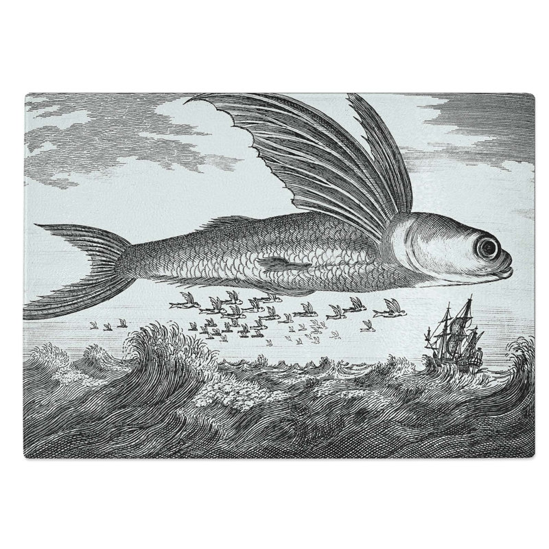 Glass Flying Fish by Thomas Astley Chopping Board, 28.5 cm W x 20 cm L