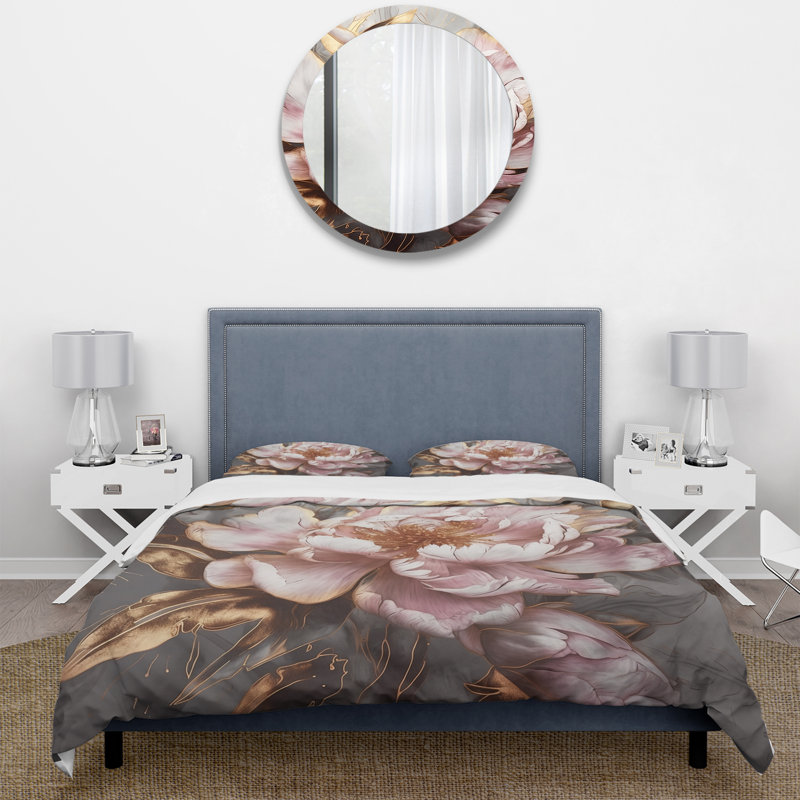 Ensemble de housse de couette rose et pivoines, Housse de couette très grand et 2 très grandes t