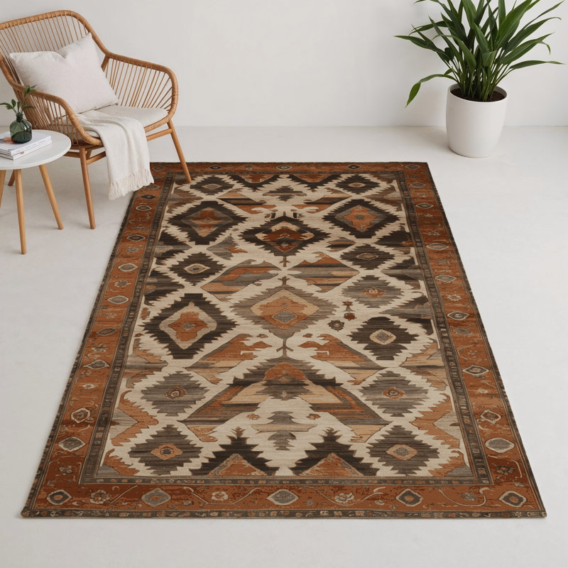 Tapis d'intérieur et d'extérieur brun Persian, Rectangle 9 pi x 12 pi