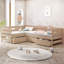Lit plateforme en L avec trois tiroirs de rangement-342580123