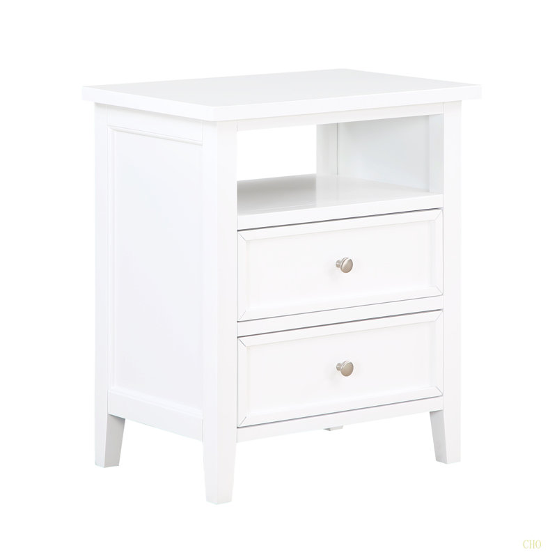 Table de chevet 2 tiroirs Weston, Blanc