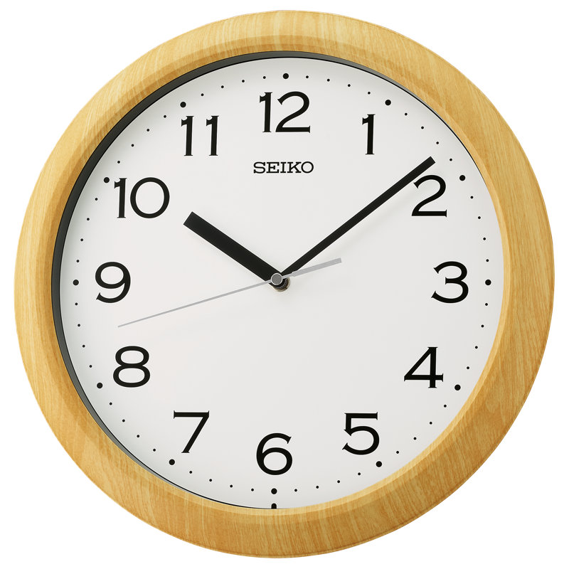 QHA014ALH Basic Wall Clock, Brown, Natural