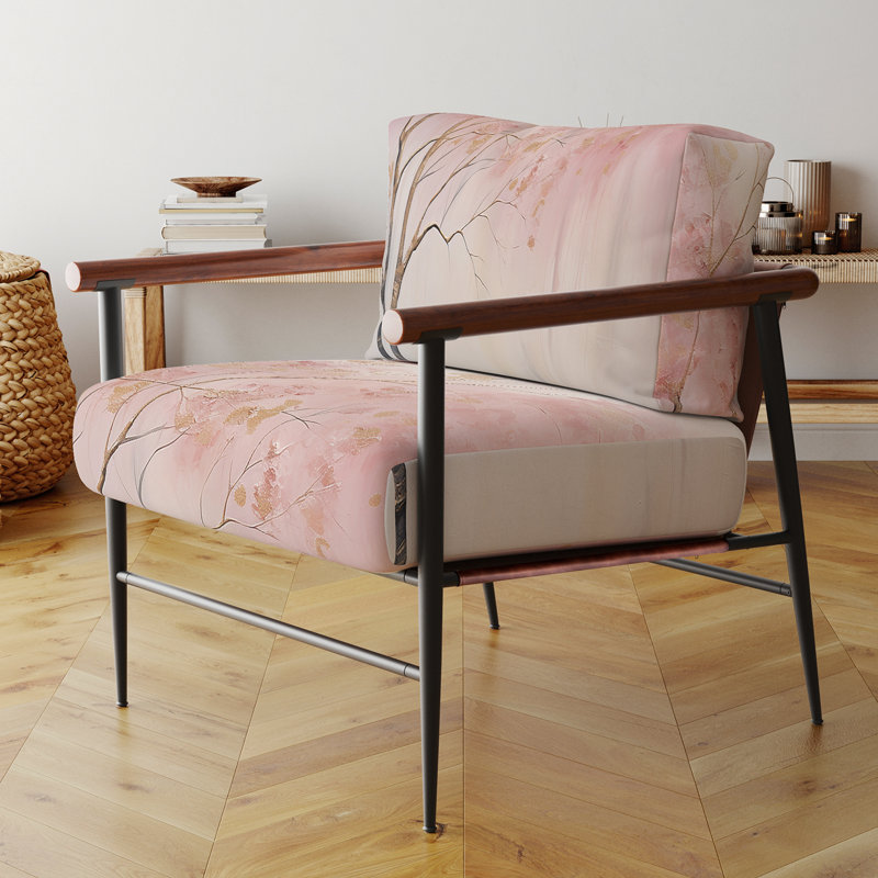 Minimalisme rose et or Forest II - fauteuil rembourré scandinave, fauteuil d'appoint Forest Landscape, Noir