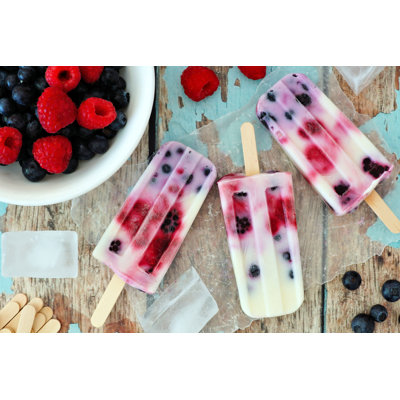 Berry Yogurt Popsicles by Jenifoto - Wrapped Canvas Print
