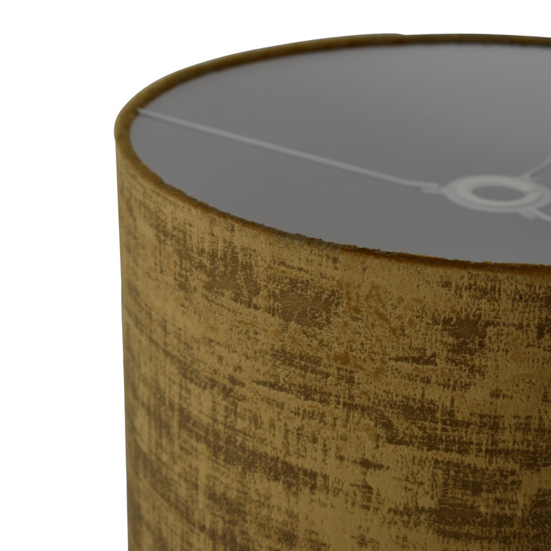 Drum Velvet Lamp Shade ( Uno ), 22cm H x 25cm W x 25cm D, Gold Ochre