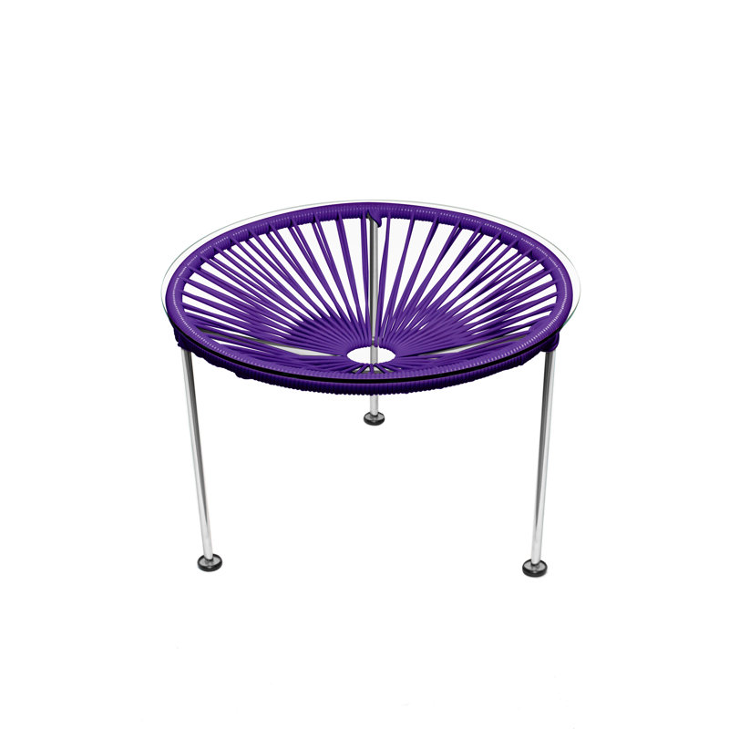 Zicatela Indoor Handmade Coffee Table, Purple, Chrome