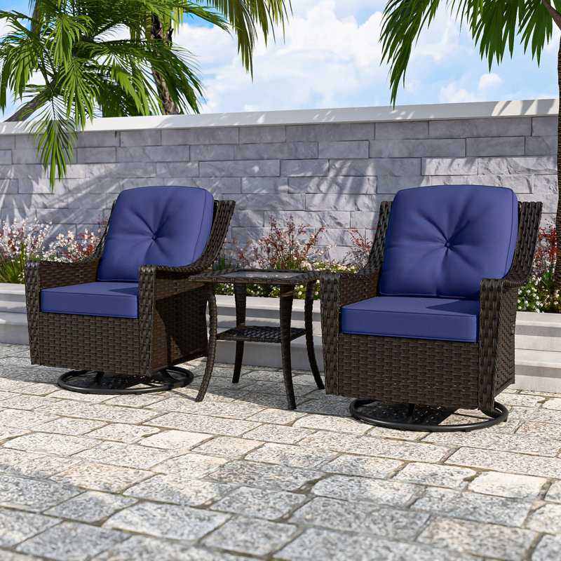 Wicker Outdoor Rocker Chair, Dark Blue