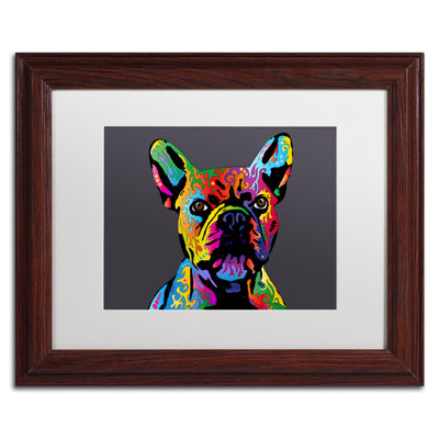 Bouledogue français gris, impression encadrée