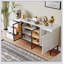 Buffet polyvalent blanc avec beaucoup de rangement, parfait pour la cuisine, la salle à manger et le salon