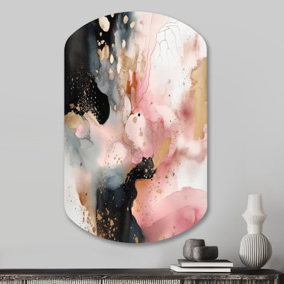 Pink Gold Marble Texture II - Abstract Marble Cylinder Shape Metal Wall Sculpture