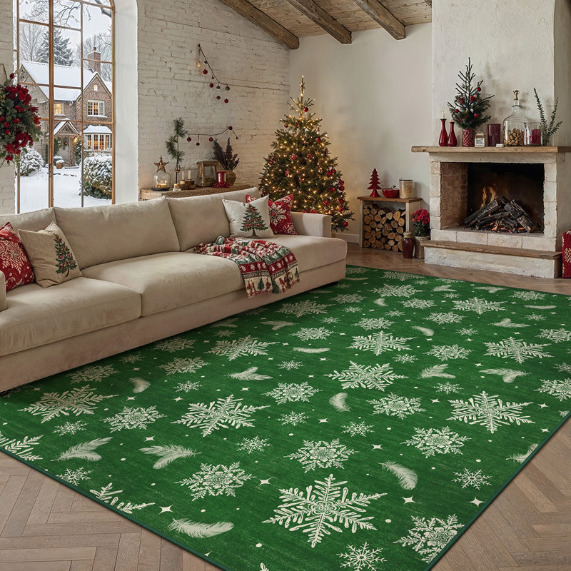 Tapis de vacances WinterJoy, Green, Rectangle 8'x 10'