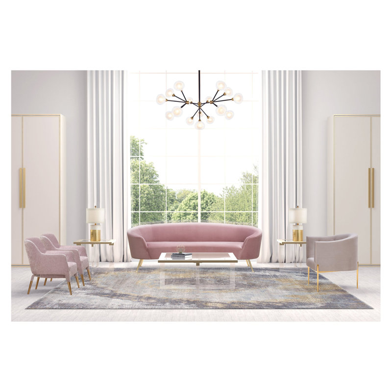 Gold and Clear Acrylic Square Side Table with Glass Top