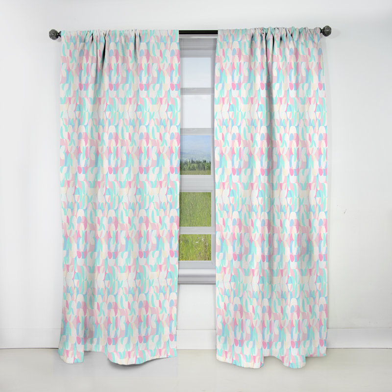 Motif de formes géométriques ondulées - Rideau simple occultant moderne géométrique, L 52 po x L 90 po