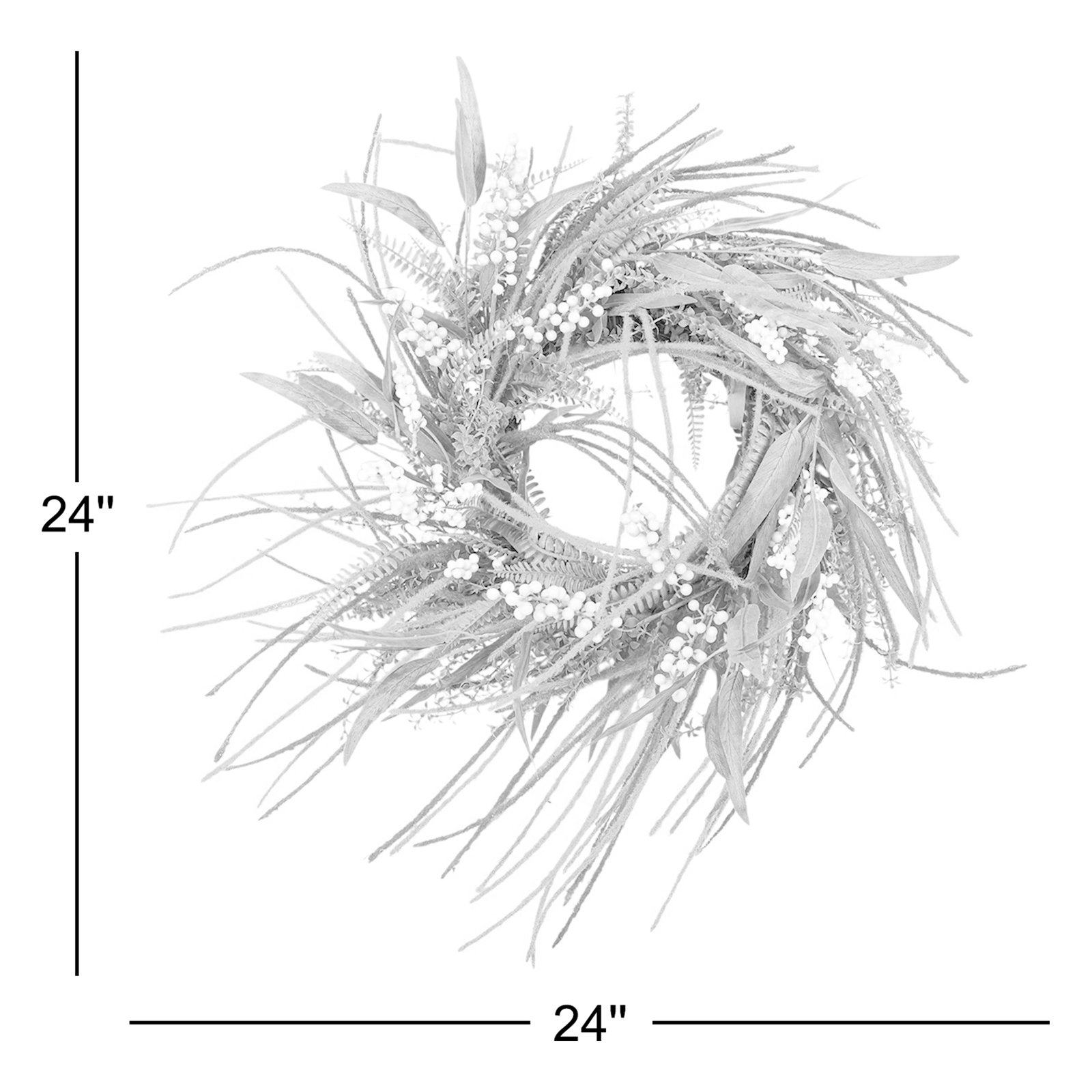 24" Handcrafted Grass, Berry No Holiday Wreath, Orange